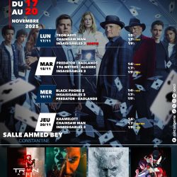 Programme Cinéma – Salle Ahmed Bey 17 au 20 Nov