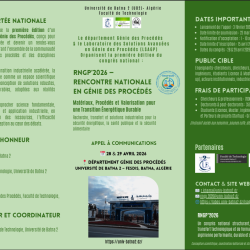RNGP’2026 – Rencontre Nationale en Génie des Procédés