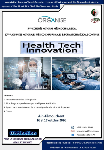 5ème Congrès National Médico-Chirurgical & 10èmes Journées Nationales Médico-Chirurgicales & Formation Médicale Continue – Health Tech Innovation