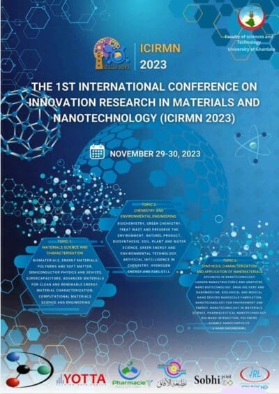 1st International Conference on Innovation Research in Materials and Nanotechnology